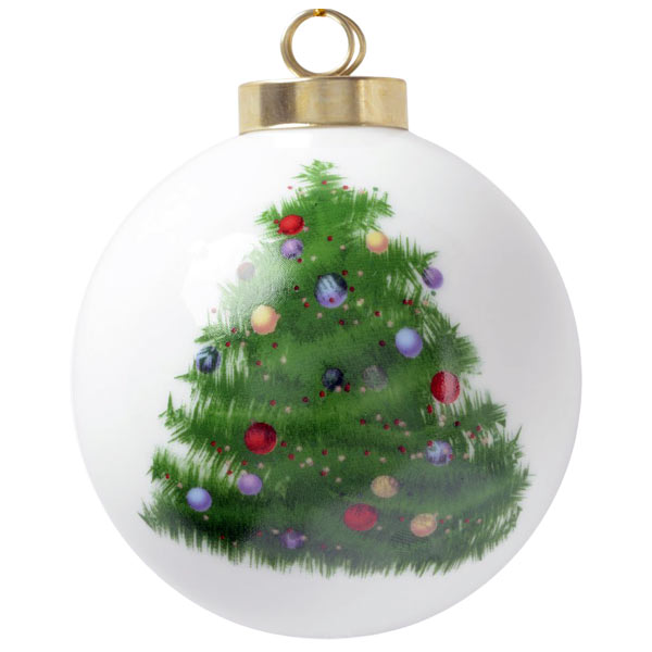 Create a holiday ball ornament with your photo added and Christmas Tree painted art